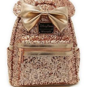 Disney Loungefly Rose Gold Sequin Backpack